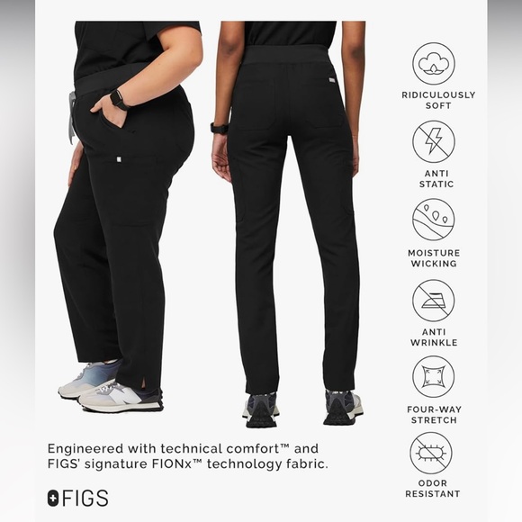 Black womens fig pants size small/T FIGS YOLA High Waisted Skinny Scrub Pants - Picture 11 of 15